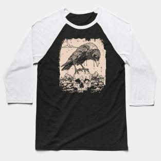 Crow and Skull Baseball T-Shirt